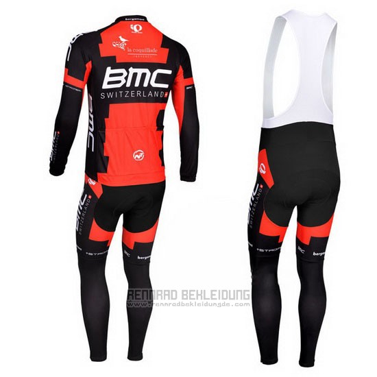 2013 Fahrradbekleidung BMC Shwarz und Rot Trikot Langarm und Tragerhose